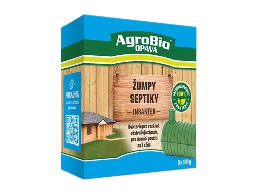 Přípravek k rozkladu org. nečistot v žumpách a septicích AGROBIO Inbakter 3x100g - exp. 2. 11. 2025