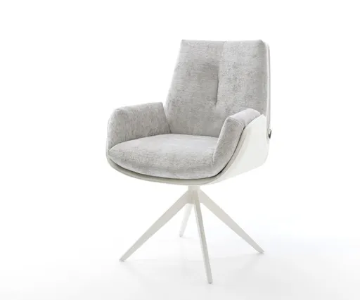 Jídelní židle Clea-Flex mix materiálů pravá kůže bílo stříbrno