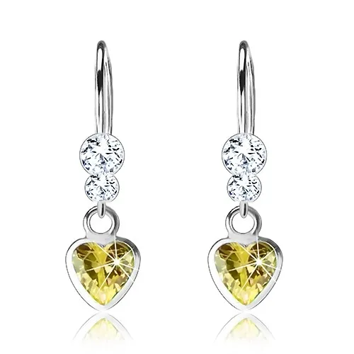 Náušnice ze stříbra 925, zirkonové srdce, dva čiré krystalky Swarovski