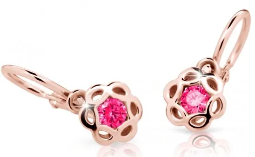 Cutie Jewellery Dětské náušnice z růžového zlata C2179-10-X-4 fuchsiová