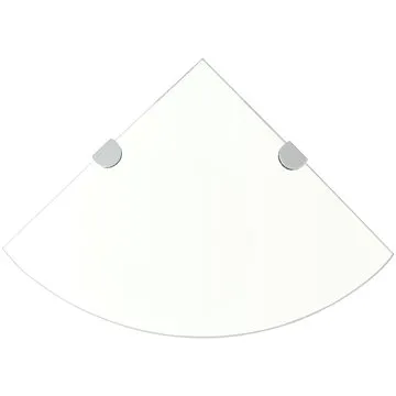 Rohová police s chromovými podpěrami sklo čiré 35x35 cm