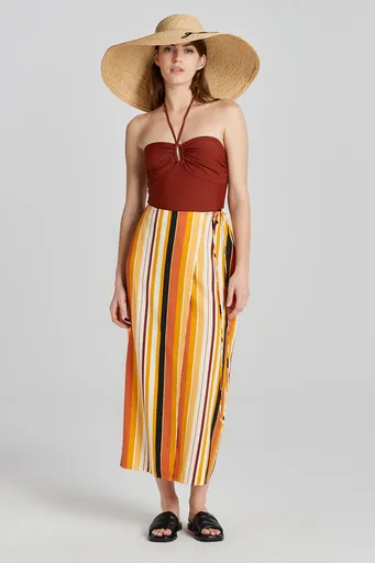 SUKNĚ GANT STRIPED WRAP SKIRT MEDAL YELLOW