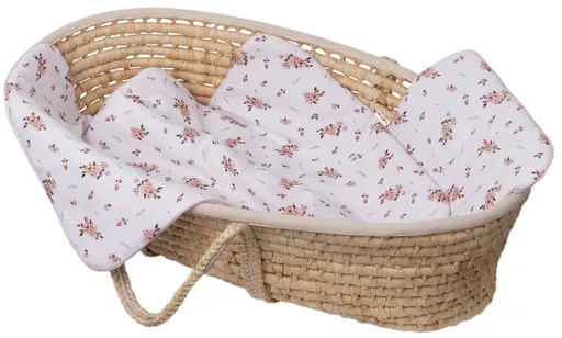 Baby Nellys Sada do kočárku, bavlněná 2D sada, Little flowers, bílá/růžová