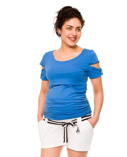 bemaamaa Těhotenské teplákové kraťasy Monika - bílé, vel. M