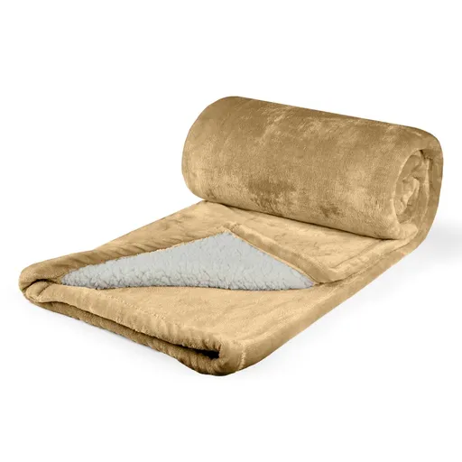 Polášek Mikroflanelová deka s beránkem - Světle béžová | 150 x 200 cm