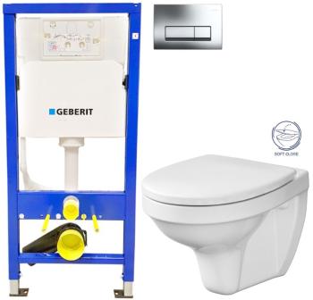 GEBERIT DuofixBasic s chromovým tlačítkem DELTA51 + WC CERSANIT DELFI + SOFT SEDÁTKO 458.103.00.1 51CR DE2