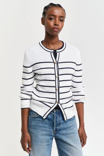 KARDIGAN GANT RIBBED BRETON CARDIGAN CREAM