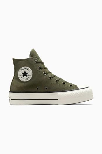 Semišové tenisky Converse Chuck Taylor All Star Lift zelená barva, A11144C