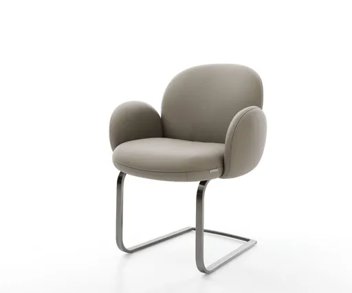 Nube-Flex konzolová židle s područkami pravá kůže bláto plochá