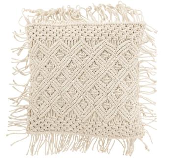 Přírodně bílý polštář s drhaným vzorem Macramé Cosy - 50*12*50 cm 23147