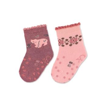 Sterntaler ABS batolecí ponožky Double Pack Bear Light Red Melange