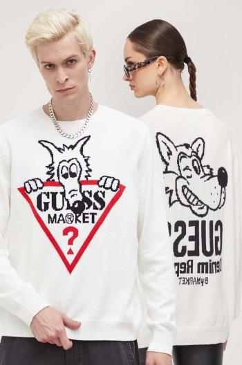 Bavlněný svetr Guess Originals béžová barva, lehký