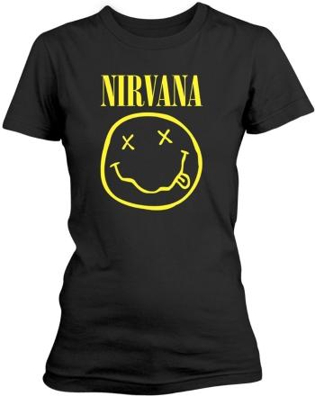 Nirvana Tričko Yellow Happy Face Womens Black S