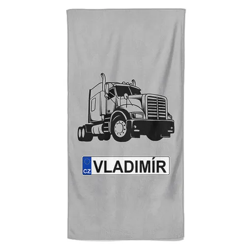 Osuška SPZ se jménem – černý kamion (Jméno: Vladimír, Velikost osušky: 70x140cm)