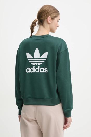 Mikina adidas Originals dámská, zelená barva, s potiskem, IY4715