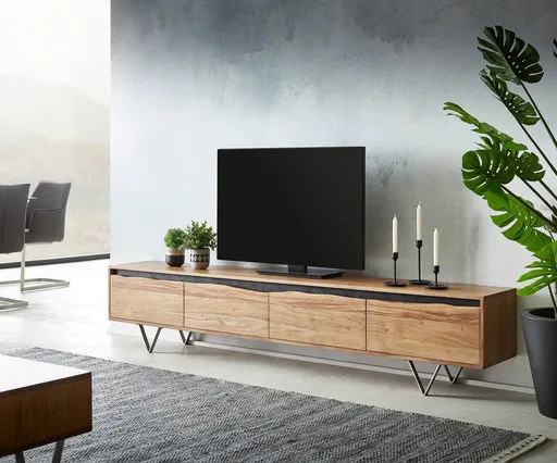 TV stolek Stonegrace 220x35 cm akácie přírodní 4 dvířka