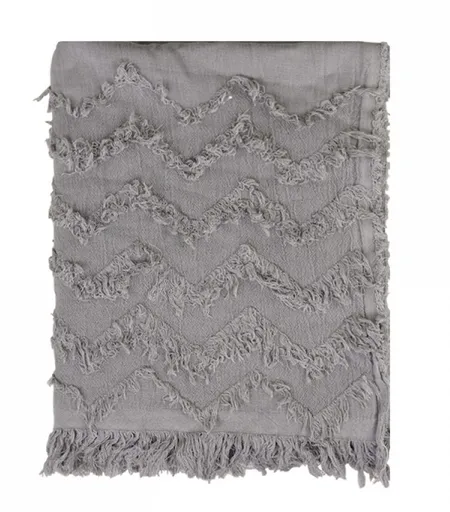 Slabounký mocca bavlněný pléd s třásňovitým vzorem Datty - 135*152 cm Chic Antique