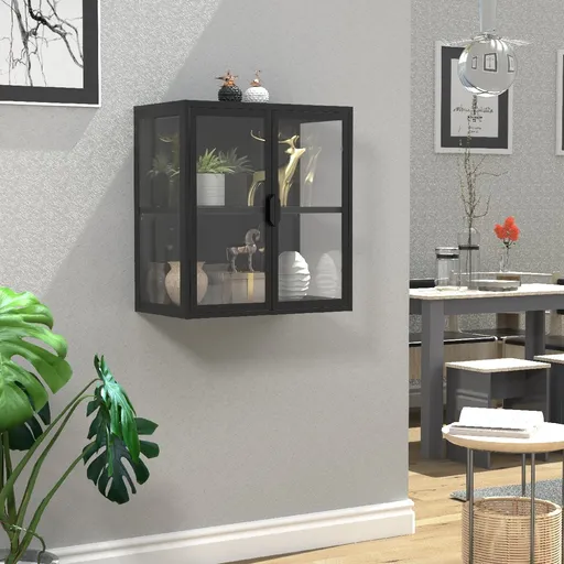 VCM Nástěnná vitrína „Flokas S“, černá