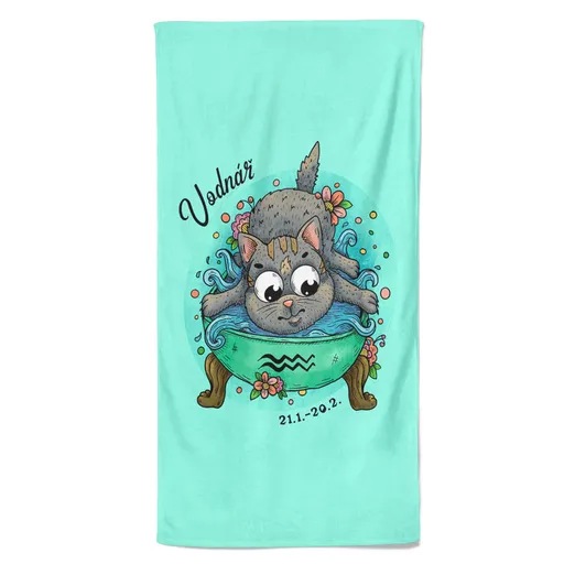 Osuška Kočičí znamení – vodnář (Velikost osušky: 70x140cm)