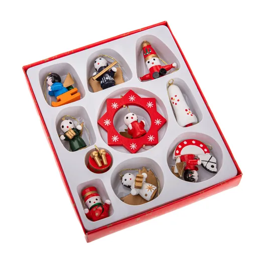 Dřevěné vánoční ozdoby Mix I, SADA 10 KS