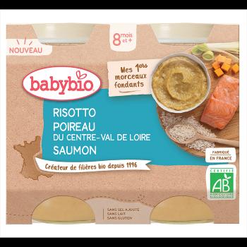 BABYBIO rizoto s pórom, maslovou tekvicou a lososom 8m+ 2 x 200 g