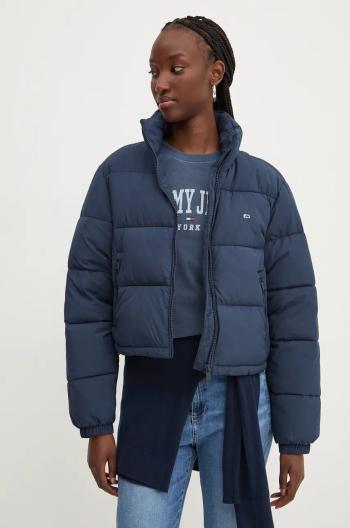 Bunda Tommy Jeans dámská, tmavomodrá barva, zimní, oversize, DW0DW18828