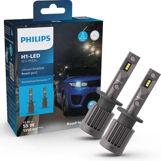 Philips LED H1 12V 15W Ultinon Pro6000 Boost Gen2 +450% s homologací 2ks 11258U60B2X2