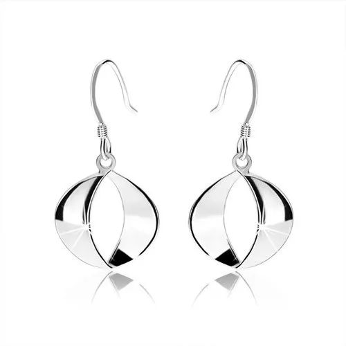 Zrcadlově lesklé stříbrné náušnice 925, ploché vypouklé půloblouky, afro háček