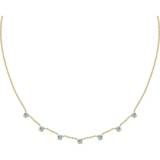 Morellato Pozlacený náhrdelník s modrými kubickými zirkony Tesori SAIW303