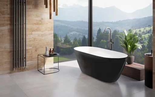 BESCO Volně stojící vana MOYA černá lesklá / bílá Barva Černá lesklá / bílá, Barva sifonu Chrom, Rozměr vany 160 × 68  VANMOYA160CBWL