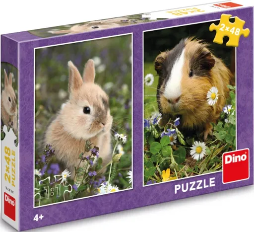 Puzzle Králíček a morče 2x48 dílků