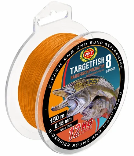 Wft splétaná šňůra tf8 raubfisch predator oranžová 150 m - 0,15 mm 10 kg