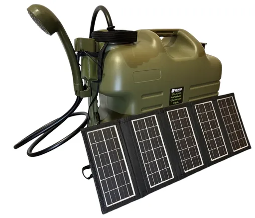 Holdcarp kanystr se sprchou rechargeable camping shower 25l + solar 10w