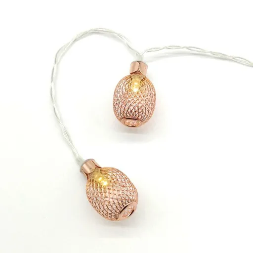 ACA Lighting kovové ananasy, 10 LED dekorační řetěz na baterie (3xAA) + časovač (6ON/18OFF), teplá bílá, měď, kov, IP20, 135+30cm čirý přívodní kabel FMCPEAR10WW2AT