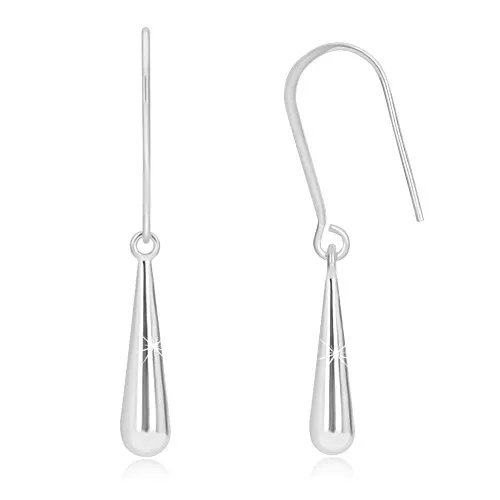 Visací náušnice - kapka se zrcadlově lesklým povrchem, stříbro 925