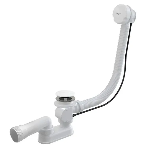 BESCO Automatický vanový sifon s přepadem chrom, bílý Barva Bílá VANSWAUTOW