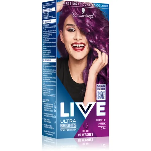 Schwarzkopf LIVE Ultra Brights or Pastel semipermanentní barva na vlasy odstín 94 Purple Punk 1 ks
