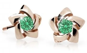 Cutie Jewellery Dětské náušnice z růžového zlata C2201-30-X-4 zelená