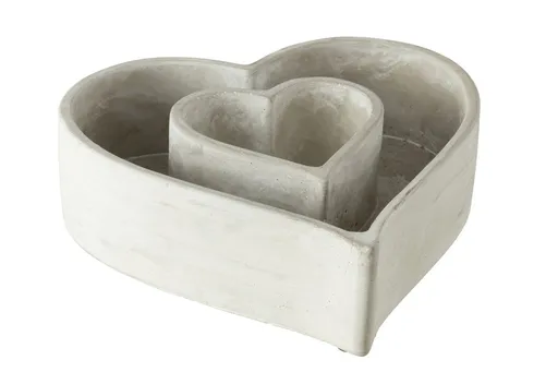 Šedý antik cementový květináč ve tvaru srdce Heart - 22*22*6 cm J-Line by Jolipa