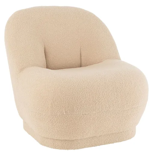 Béžová kulatá stolička/ křesílko s opěrkou Teddy Bouclé Beige - 78*88*72 cm J-Line by Jolipa
