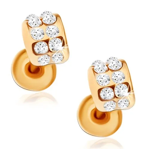 Puzetové náušnice zlaté barvy, zirkonové půloblouky