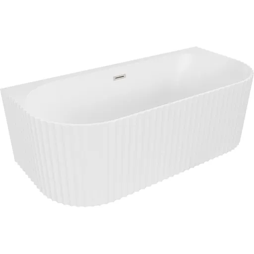 MEXEN/S Sella volně stojící vana nástěnná reliéf 150 x 75, bílá mat, sifon a přepad nikl kartáčovaný 52711507501-97