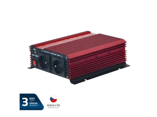 Měnič napětí GETI GPI 1012 12V/230V 1000W USB - rozbaleno - poškozený obal, viz foto