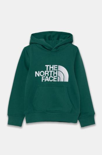 Dětská mikina The North Face DREW PEAK P/O HOODIE zelená barva, s kapucí, s aplikací, NF0A89HHNL11