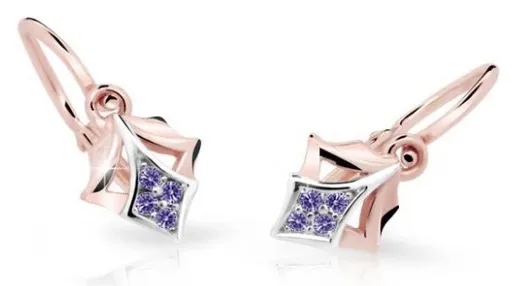 Cutie Jewellery Dětské náušnice z růžového zlata C2220-10-X-4 fialová