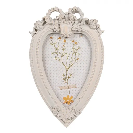 Béžový fotorámeček ve tvaru srdce - 14*2*22 cm / 10*15 cm 2F1120