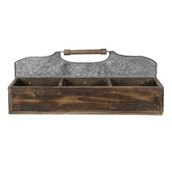 Hnědý úložný box se 6ti boxy a rukojetí - 60*32*22 cm 5H0549