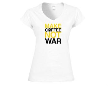 Dámské tričko V-výstřih MAKE COFFEE
