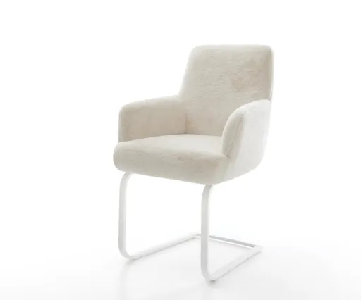 Jídelní židle Heira-Flex s područkami plyšový manšestr krémovo