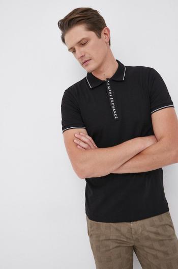 Polo tričko Armani Exchange černá barva, s potiskem, 8NZF71 ZJH2Z